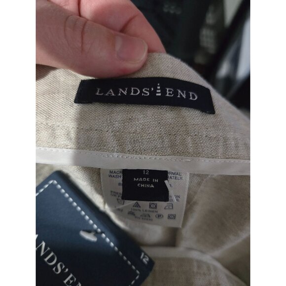 Lands End Womens 100% Linen Pants Size 12 Neutral Minimalist Breathable Coastal - Picture 5 of 13